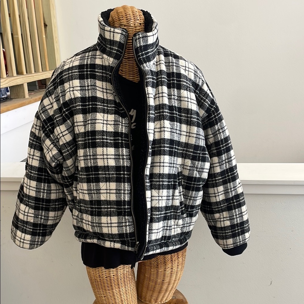 Black and White Plaid Jacket reversable!